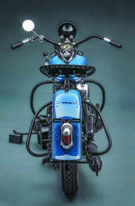 1941 harley davidson el knucklehead straight on from the back